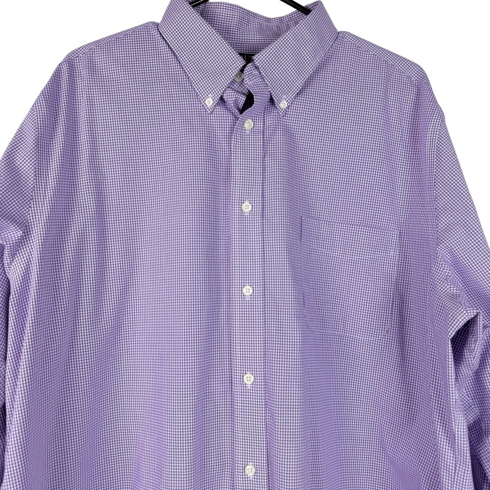 Lauren Ralph Lauren Mens XL Regular Fit Purple Gingham Stretch Button Down Shirt